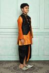 Buy_Aryavir Malhotra_Black Silk Blend Overlap Bundi And Contrast Kurta Set 