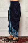 Arihant Rai Sinha_Blue Dupion Silk Floral Blossom Print Cowl Drape Pant _Online_at_Aza_Fashions