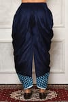 Buy_Arihant Rai Sinha_Blue Dupion Silk Floral Blossom Print Cowl Drape Pant _Online_at_Aza_Fashions