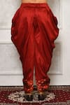 Buy_Arihant Rai Sinha_Red Dupion Silk Floral Metallic Pattern Hem Cowl Pant _Online_at_Aza_Fashions