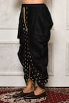 Arihant Rai Sinha_Black Dupion Silk Arrow Metallic Pattern Hem Draped Pant _Online_at_Aza_Fashions