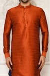 Arihant Rai Sinha_Orange Dupion Silk Solid Short Kurta And Dhoti Pant Set _at_Aza_Fashions