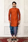 Arihant Rai Sinha_Orange Dupion Silk Solid Short Kurta And Dhoti Pant Set _Online_at_Aza_Fashions