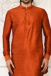 Arihant Rai Sinha_Orange Dupion Silk Solid Short Kurta And Dhoti Pant Set _at_Aza_Fashions