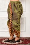 Arihant Rai Sinha_Green Dupion Silk Tree Print Hem Cowl Pant _Online_at_Aza_Fashions