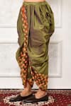 Arihant Rai Sinha_Green Dupion Silk Floral Floret Pattern Cowl Pant _Online_at_Aza_Fashions