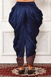 Buy_Arihant Rai Sinha_Blue Dupion Silk Swirl Pattern Cowl Drape Pant _Online_at_Aza_Fashions