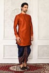 Shop_Arihant Rai Sinha_Orange Dupion Silk Solid Kurta And Dhoti Pant Set _Online_at_Aza_Fashions