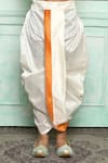 Petite Pomme_Orange , Satin Solid Kurta And Cream Dhoti Pant Set _Online_at_Aza_Fashions