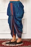 Arihant Rai Sinha_Blue Dupion Silk Swirl Pattern Cowl Pant _Online_at_Aza_Fashions