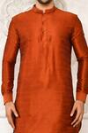 Arihant Rai Sinha_Orange Dupion Silk Solid Full Sleeve Kurta And Dhoti Pant Set _at_Aza_Fashions