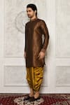 Buy_Arihant Rai Sinha_Brown Dupion Silk Solid Full Sleeve Kurta_Online_at_Aza_Fashions