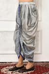 Arihant Rai Sinha_Silver Dupion Silk Swirl Pattern Draped Pant _Online_at_Aza_Fashions