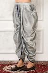 Arihant Rai Sinha_Silver Dupion Silk Floral Metallic Cowl Drape Pant _Online_at_Aza_Fashions