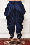 Buy_Arihant Rai Sinha_Blue Dupion Silk Floral Metallic Print Cowl Drape Pant _Online_at_Aza_Fashions