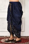 Arihant Rai Sinha_Blue Dupion Silk Arrow Print Hem Cowl Pant _Online_at_Aza_Fashions