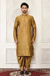 Shop_Arihant Rai Sinha_Gold Dupion Silk Solid Kurta And Dhoti Pant Set_Online_at_Aza_Fashions