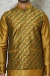 Aryavir Malhotra_Gold Cotton Silk Printed Bandhani Bundi _Online_at_Aza_Fashions