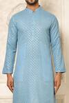 Naintara Bajaj_Blue Kurta Georgette Embroidered Sequin Set _at_Aza_Fashions