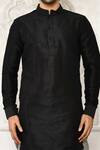 Shop_Nazaakat by Samara Singh_Black Dupion Silk Solid Short Kurta For Men_Online_at_Aza_Fashions