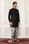 Buy_Nazaakat by Samara Singh_Black Dupion Silk Solid Short Kurta For Men_Online_at_Aza_Fashions