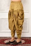 Arihant Rai Sinha_Gold Dupion Silk Plain Pleated Cowl Draped Patiala _Online_at_Aza_Fashions