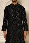 Naintara Bajaj_Black Kurta Georgette Embroidered Chevron And Patiala Set _at_Aza_Fashions