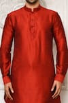 Shop_Arihant Rai Sinha_Orange Dupion Silk Solid Short Kurta _Online_at_Aza_Fashions