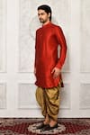 Buy_Arihant Rai Sinha_Orange Dupion Silk Solid Short Kurta _Online_at_Aza_Fashions