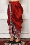 Arihant Rai Sinha_Red Dupion Silk Floral Pattern Hem And Pleated Cowl Pant _Online_at_Aza_Fashions