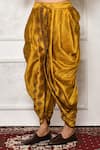 Arihant Rai Sinha_Yellow Dupion Silk Abstract Pattern Hem Cowl Pant _Online_at_Aza_Fashions