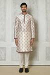 Samyukta Singhania_White Cotton Silk Printed Botanic Kurta_Online_at_Aza_Fashions