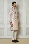 Shop_Samyukta Singhania_White Cotton Silk Printed Botanic Kurta_Online_at_Aza_Fashions