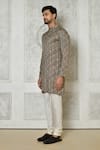 Buy_Samyukta Singhania_Brown Cotton Silk Printed Geometric Kurta _Online_at_Aza_Fashions