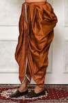 Arihant Rai Sinha_Brown Dupion Silk Swirl Pattern Hem Draped Pant _Online_at_Aza_Fashions