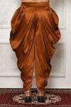 Buy_Arihant Rai Sinha_Brown Dupion Silk Swirl Pattern Hem Draped Pant _Online_at_Aza_Fashions