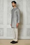 Buy_Samyukta Singhania_Grey Cotton Silk Printed Ditsy Short Kurta _Online_at_Aza_Fashions