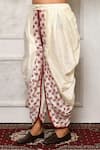 Arihant Rai Sinha_Off White Dupion Silk Floral Floret Print Cowl Drape Pant _Online_at_Aza_Fashions