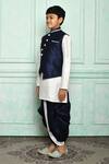 Buy_Aryavir Malhotra_Blue Silk Blend Overlap Bundi And Dhoti Pant Set 