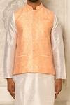 Naintara Bajaj_Peach Bundi And Full Sleeve Kurta Set_at_Aza_Fashions