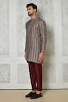 Samyukta Singhania_Multi Color Cotton Silk Printed Stripe Kurta Set For Men_at_Aza_Fashions