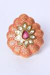 Studio6 Jewels_Pink Imitation Diamonds Enamelled Scallop Detail Ring _Online_at_Aza_Fashions