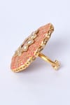 Buy_Studio6 Jewels_Pink Imitation Diamonds Enamelled Scallop Detail Ring _Online_at_Aza_Fashions