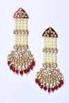 Studio6 Jewels_Red Pearls, Diamonds, Stones Floral Pattern Dangler Earrings _Online_at_Aza_Fashions