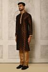 Naintara Bajaj_Brown Floral Print Straight Kurta And Churidar Set_at_Aza_Fashions