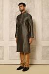 Naintara Bajaj_Black Kurta Jacquard Silk Woven Diamond Pattern Set _at_Aza_Fashions