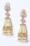 Studio6 Jewels_White Pearls, Stones Detail Dangler Earrings _Online_at_Aza_Fashions
