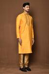 Buy_Naintara Bajaj_Yellow Kurta Raw Silk Embroidered Straight Pattern With Churidar 