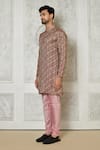 Buy_Samyukta Singhania_Brown Cotton Silk Printed Geometric Short Kurta _Online_at_Aza_Fashions