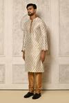 Naintara Bajaj_White Kurta Dhupion Print Geometric Pattern Set _at_Aza_Fashions